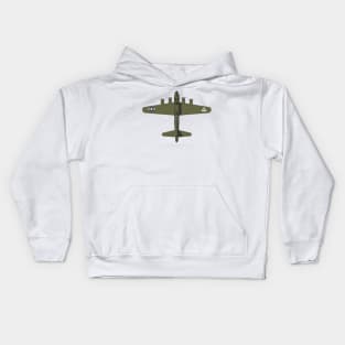 Olive Green B17 2D plane Kids Hoodie